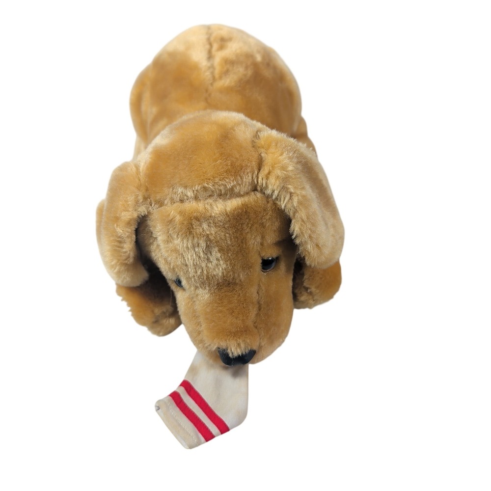 Playmates Plush 12in Tan Golden Retriever Dog Sock 1998 Vintage Polyester